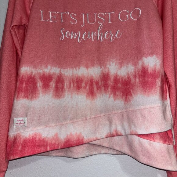 Simply Southern “Let’s Just Go Somewhere” Tie Dye Sweatshirt Pink Small - Picture 3 of 12